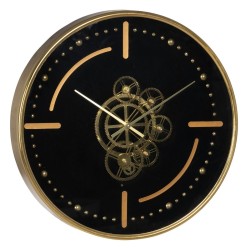 Reloj de Pared Negro Dorado Hierro 46 x 7 x 46 cm