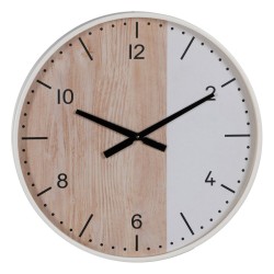 Reloj de Pared Blanco Natural Madera 60 x 60 x 5,5 cm