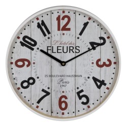 Reloj de Pared Blanco Madera Cristal 40 x 40 x 4,5 cm