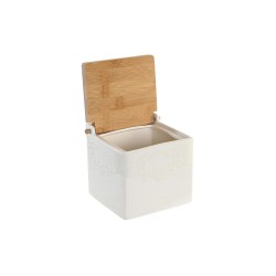 Salero con Tapa DKD Home Decor 10,5 x 9 x 9 cm Natural Porcelana Blanco