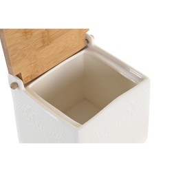 Salero con Tapa DKD Home Decor 10,5 x 9 x 9 cm Natural Porcelana Blanco