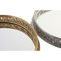 Bandeja de Aperitivos DKD Home Decor 38,5 x 38,5 x 8 cm Espejo Plateado Dorado Resina Neoclásico (2 Unidades)