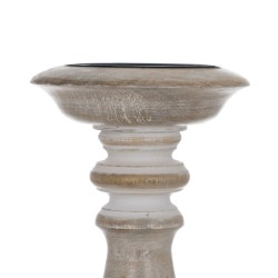 Candelabro Blanco Natural Hierro Madera de mango 14 x 14 x 38 cm