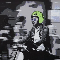 Cuadro Blanco Negro Verde Vespa 103 x 6 x 83 cm