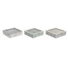 Caja para Infusiones DKD Home Decor 24,5 x 24,5 x 6 cm Cristal Beige Metal Terracota Blanco Verde Marrón claro 3 Piezas Madera
