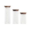 Set de 3 Botes DKD Home Decor 10,2 x 10,2 x 27,7 cm Natural Transparente Acacia Letras Vidrio de Borosilicato