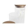 Set de 3 Botes DKD Home Decor 10,2 x 10,2 x 27,7 cm Natural Transparente Acacia Letras Vidrio de Borosilicato