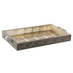 Bandeja DKD Home Decor Champu00e1n Madera Metal 36 x 22 x 4 cm