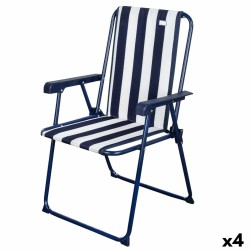 Silla Plegable Aktive A rayas Blanco Azul marino 43 x 85 x 47 cm (4 Unidades)