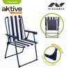 Silla Plegable Aktive A rayas Blanco Azul marino 43 x 85 x 47 cm (4 Unidades)