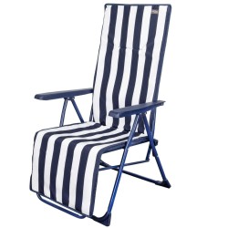 Tumbona Aktive Blanco Azul marino Reclinable A rayas 147 x 70 x 48 cm (2 Unidades)