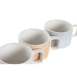 Juego de Tazas de Cafu00e9 DKD Home Decor Amarillo Azul Blanco Rojo Metal Bambu00fa Dolomita 260 ml 4 Piezas