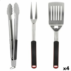 Set de Utensilios para Barbacoa Aktive 3 Piezas Barbacoa Acero Inoxidable 9 x 41 x 5 cm (4 Unidades)