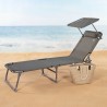 Tumbona Aktive Plegable Parasol Gris 193 x 30 x 53 cm