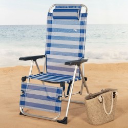 Tumbona reclinable Aktive A rayas Marinero 149 x 78 x 49 cm