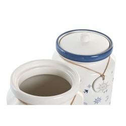 Bote DKD Home Decor Azul 15 x 15 x 21 cm Blanco Dolomita (2 Unidades)