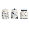 Bote DKD Home Decor 12 x 12 x 16 cm Azul Blanco Dolomita (3 Unidades)