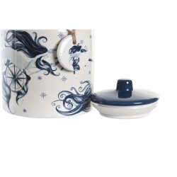 Bote DKD Home Decor 12 x 12 x 16 cm Azul Blanco Dolomita (3 Unidades)