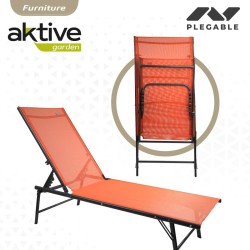 Tumbona reclinable Aktive Naranja 180 x 35 x 49 cm (2 Unidades)