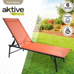 Tumbona reclinable Aktive Naranja 180 x 35 x 49 cm (2 Unidades)