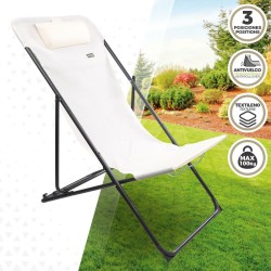 Tumbona reclinable Aktive Blanco 53 x 87 x 78 cm (4 Unidades)