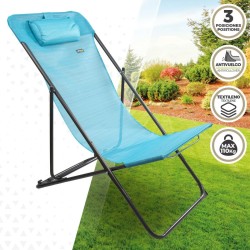 Tumbona reclinable Aktive Azul 53 x 87 x 78 cm (4 Unidades)