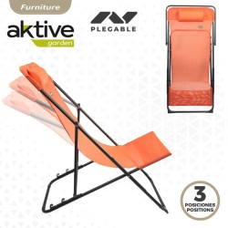 Tumbona reclinable Aktive Naranja 53 x 87 x 78 cm (4 Unidades)