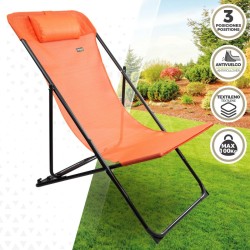 Tumbona reclinable Aktive Naranja 53 x 87 x 78 cm (4 Unidades)