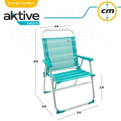 Silla de Playa Aktive Turquesa 48 x 88 x 50 cm Aluminio Plegable (4 Unidades)