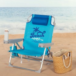 Silla de Playa Aktive Plegable Azul 53 x 80 x 58 cm (2 Unidades)