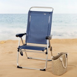 Silla de Playa Aktive Azul marino 47 x 108 x 59 cm (2 Unidades)