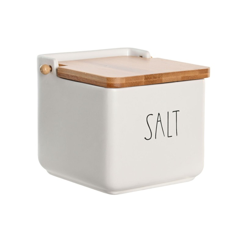 Salero con Tapa DKD Home Decor 11,5 x 11,5 x 11 cm Blanco 750 ml Dolomita