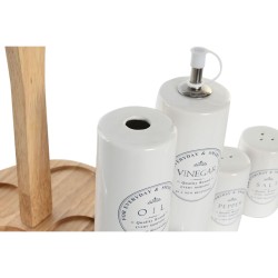 Set de Aceitera y Vinagrera DKD Home Decor 18 x 15 x 22 cm Madera Blanco Gres