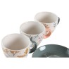 Juego de Tazas con Platos DKD Home Decor Azul Gris Multicolor Rosa claro Porcelana 90 ml 11 x 11 x 2 cm (3 Unidades)