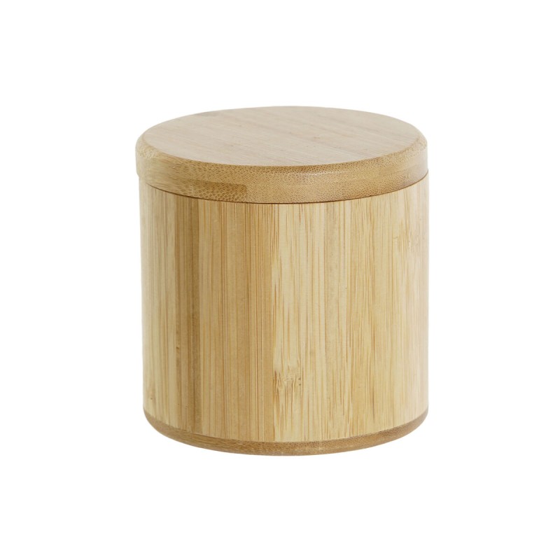 Salero con Tapa DKD Home Decor Natural Bambu00fa 8,5 x 8,5 x 8,5 cm