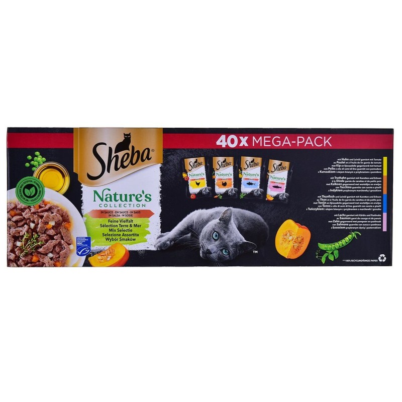 Comida para gato Sheba Nature's Collection Mix Pollo Salmón Atún Pavo 40 x 85 g