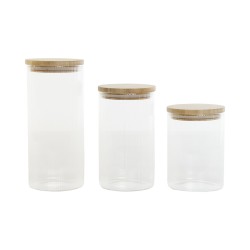 Set de 3 Botes Home ESPRIT Transparente Silicona Bambu00fa Vidrio de Borosilicato 10 x 10 x 22,3 cm