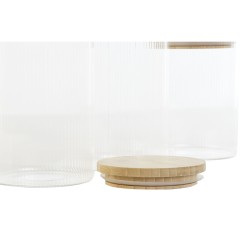 Set de 3 Botes Home ESPRIT Transparente Silicona Bambu00fa Vidrio de Borosilicato 10 x 10 x 22,3 cm