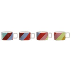 Juego de Tazas de Cafu00e9 DKD Home Decor Blanco Multicolor Marru00f3n claro Metal Bambu00fa Dolomita Moderno 260 ml