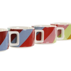 Juego de Tazas de Cafu00e9 DKD Home Decor Blanco Multicolor Marru00f3n claro Metal Bambu00fa Dolomita Moderno 260 ml