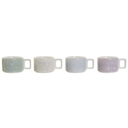 Juego de Tazas de Cafu00e9 DKD Home Decor Verde Azul cielo Lila Metal Bambu00fa Dolomita 260 ml