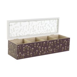 Caja para Infusiones DKD Home Decor Verde Mostaza Marru00f3n oscuro Cristal Madera MDF (4 Unidades)