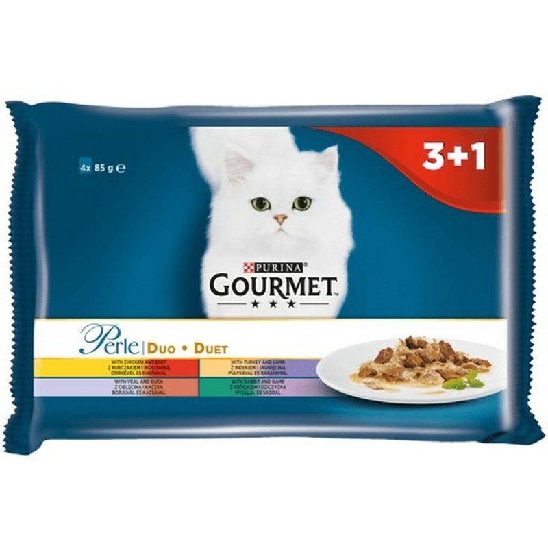 Comida para gato Purina  Pollo Ternera Cordero Pato Jabalí Conejo 4 x 85 g