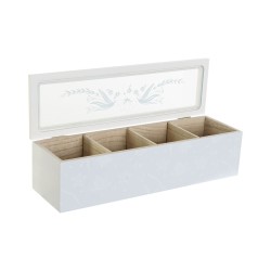 Caja para Infusiones DKD Home Decor Azul Verde Lila Cristal Madera MDF (3 Unidades)