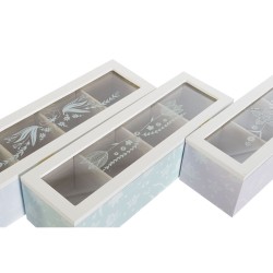 Caja para Infusiones DKD Home Decor Azul Verde Lila Cristal Madera MDF (3 Unidades)