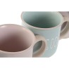 Juego de 4 Tazas Mug Home ESPRIT Azul Rosa Gres 355 ml 9,7 x 7 x 9,2 cm