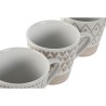 Juego de Tazas de Cafu00e9 Home ESPRIT Blanco Beige Gres 180 ml 4 Piezas