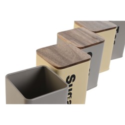 Bote Home ESPRIT Beige Gris Marru00f3n oscuro Metal Bambu00fa 10 x 10 x 14,5 cm (6 Unidades)