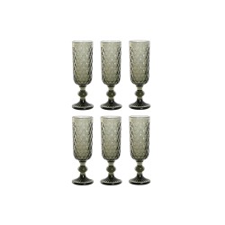 Set de Copas Home ESPRIT Gris Cristal 150 ml (6 Unidades)