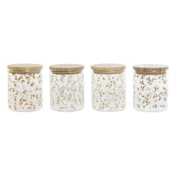 Bote DKD Home Decor Bambu00fa Vidrio de Borosilicato Shabby Chic 700 ml 10 x 10 x 12,5 cm (4 Unidades)